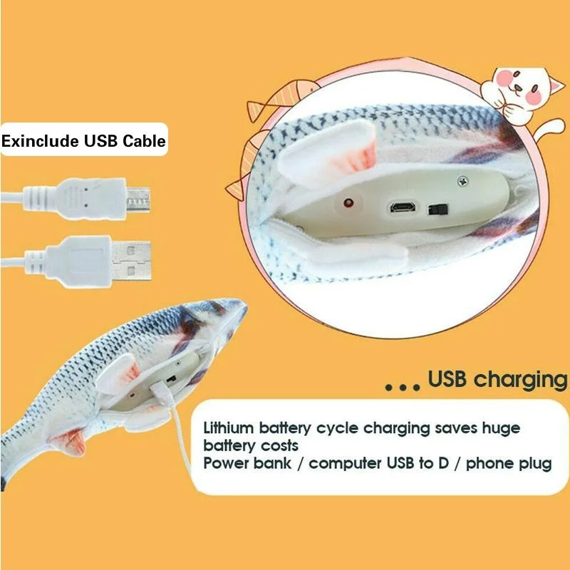 30/34 см электронная игрушка для животных кошек симуляторов рыб USB батарея зарядка