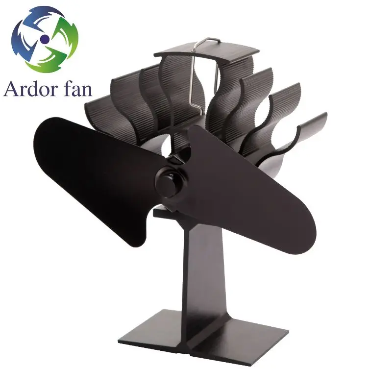 

2 Blade Heat Powered Wood Fireplace Stove Fan Log Burner Quiet Eco Friendly Home Y5GA