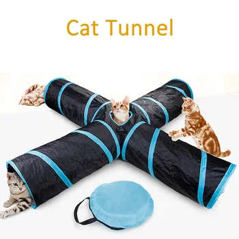 

Pet Cat Tunnel 4 Holes Pet Tube Collapsible Play Indoor Outdoor Kitty Puppy Training ToysTube Foldable Pet Cat Tunnel Pet Supply