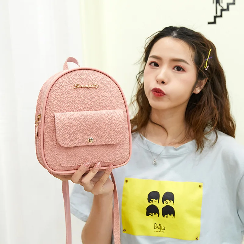  Backpack Women Leather Shoulder Bag for Teenage Girls Kids Multi-Function Small Bagpack Female Ladi - 4000279429746