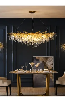 

JUBILANT Nordic Water Drop Luxury Gold Crystal LED Chandeliers LOFT Villa Large Lustre LED Pendant Lamp for Living Room Hotel