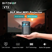 BlitzWolf BW-VT2 DLP Mini WIFI Proyector 1080P Mano Cine Película Video Mini Proyector Led 4K Cine casero 2.4G / 5G WIFI Proyección inalámbrica Compatible con 150 lúmenes ANSI