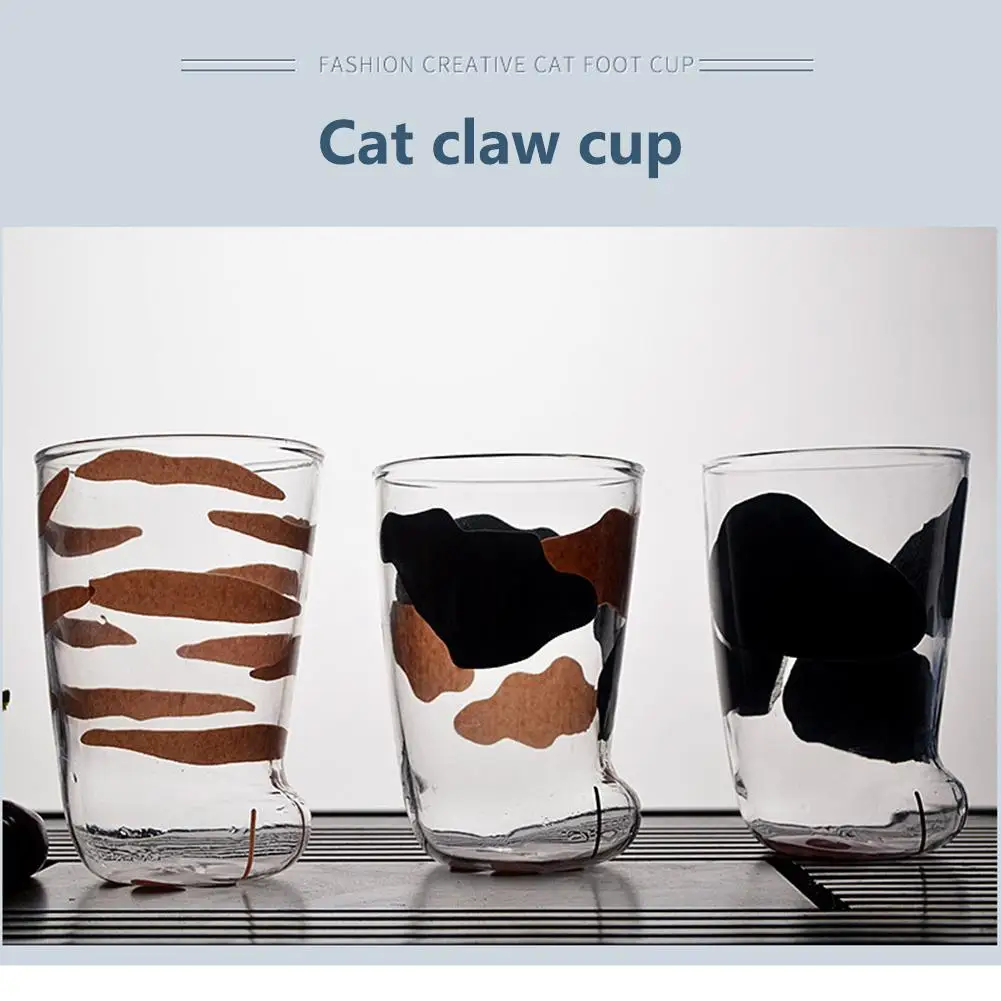 Creative Cute Cat Paws Glass Tiger Paws Mug Office Coffee Mug Tumbler Personality Breakfast Milk Porcelain Cup Gift Home De