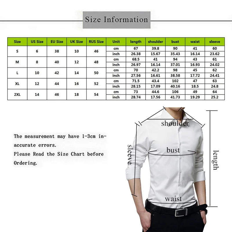 New Men's Shirt Long Sleeve Casual Shirts Men Dress Slim Solid Business Dress Shirt Spring Autumn Men's Dress Shirt With Button