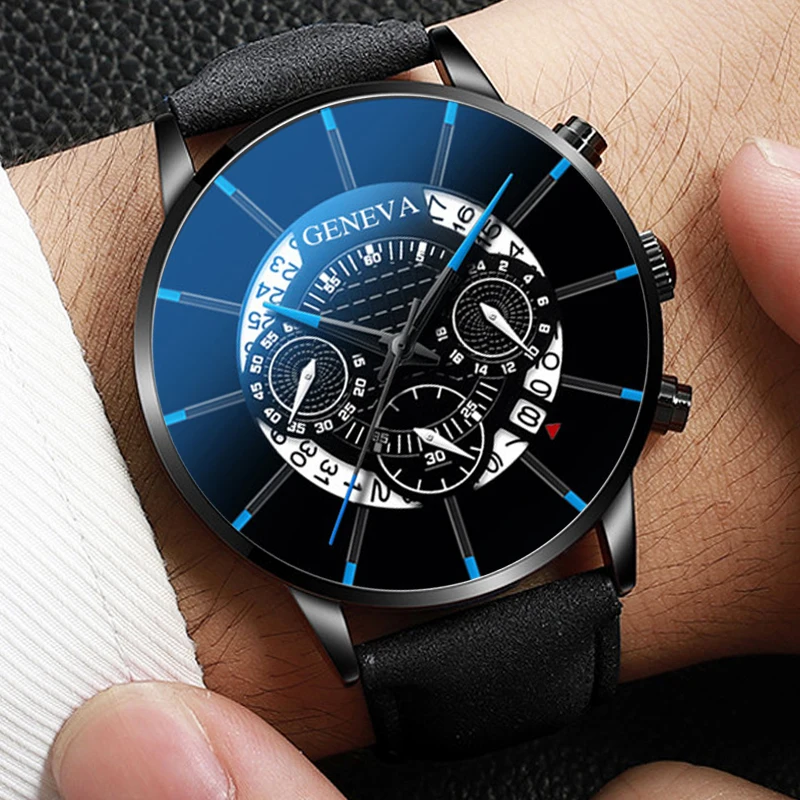 2019Reloj Hombre Luxury Men's Watch Fashion Business Calendar Stainless Steel leather Belt Analog Quartz Casual mens clock | Наручные