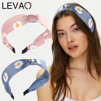 

Levao New Daisy Head Bezel Cross Knotted Headband Women Headwear Cute Flower Print Hair Hoop Hairband Girls Hair Accessories