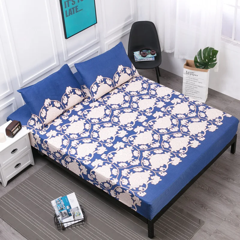 

220x200x30cm Printing Bed Mattress Cover Waterproof Mattress Protector Pad Fitted Sheet Separated Water Bed Linens with Elastic