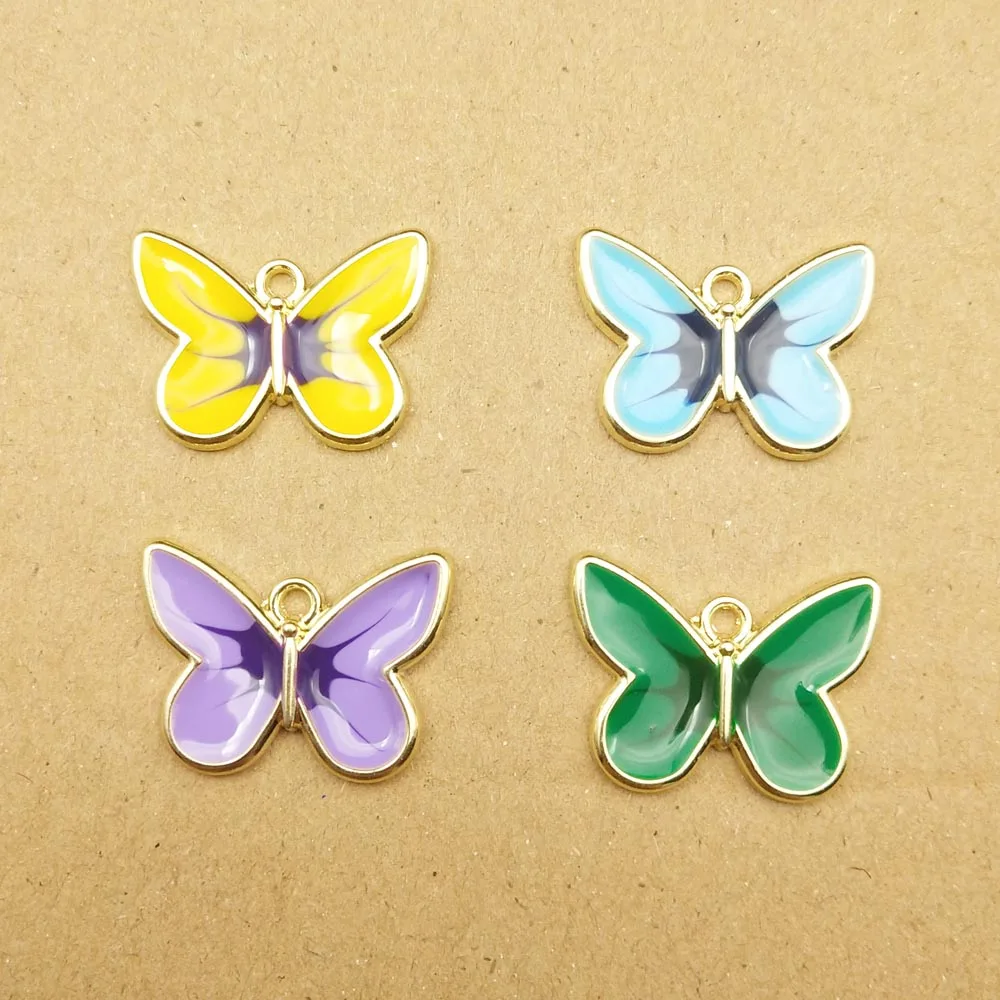 10pcs 16x21mm enamel butterfly charms for jewelry making and crafting