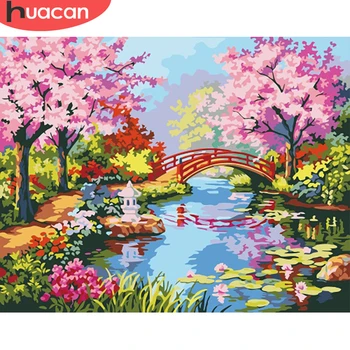 

HUACAN Picture By Numbers Scenery Drawing On Canvas Paint HandPainted Tree Art Kits DIY Gift Home Decoration