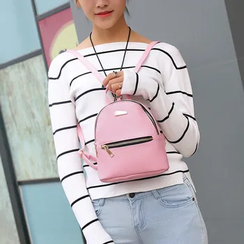 

25# Mini Backpack Women Pu Leather Shoulder Bag For Teenage Girls Kids Fashion New Small Bagpack Female Ladies School Backpack