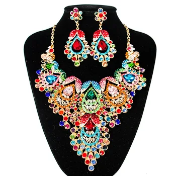 

New Fashion Wedding jewelry Sets Full Austrian Crystal Necklace Earrings Sets For Women Bridal & Party Jewelry Sets JS134