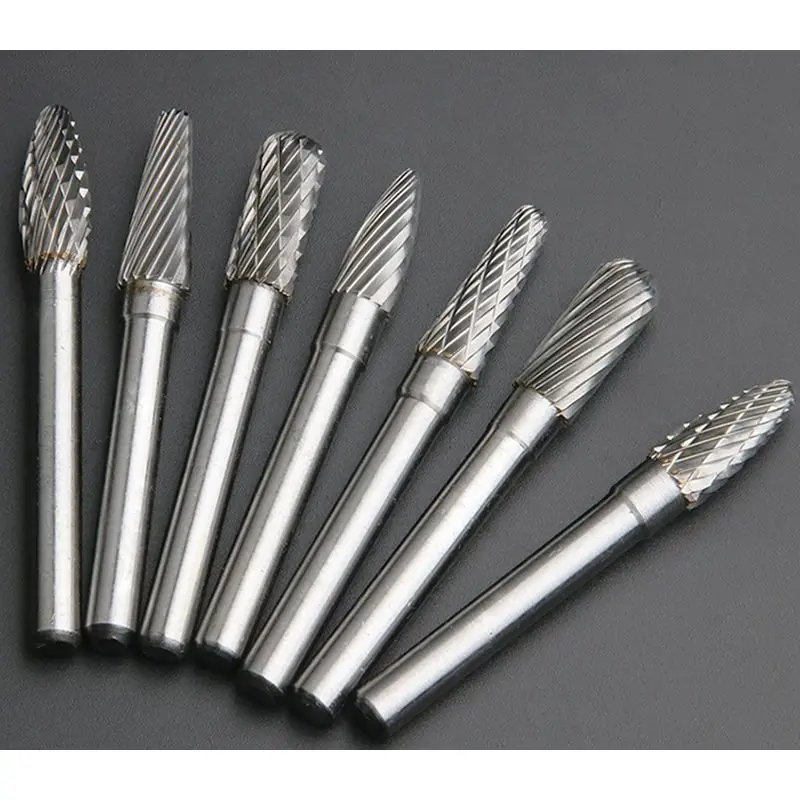 

2pcs 6X8mm HRC70 Hard Tungsten Steel Rotary File Hardmetal Burrs Metal Woodworking Carbide Burrs Double Groove Rotary Burs Tool
