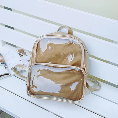 Прозрачный женский рюкзак Itabags Harajuku, водонепроницаемая, кавайная, прозрачная сумка для школы, подростка, девочек, сумки через плечо - Цвет: Коричневый