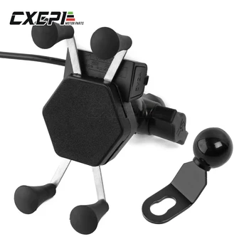 

Universal 360 Degree Adjustable Cell Phone Holder Motorcycle Bike Bicycle Mirror Usb Charging Bracket Bicycle Moto Handle Grip