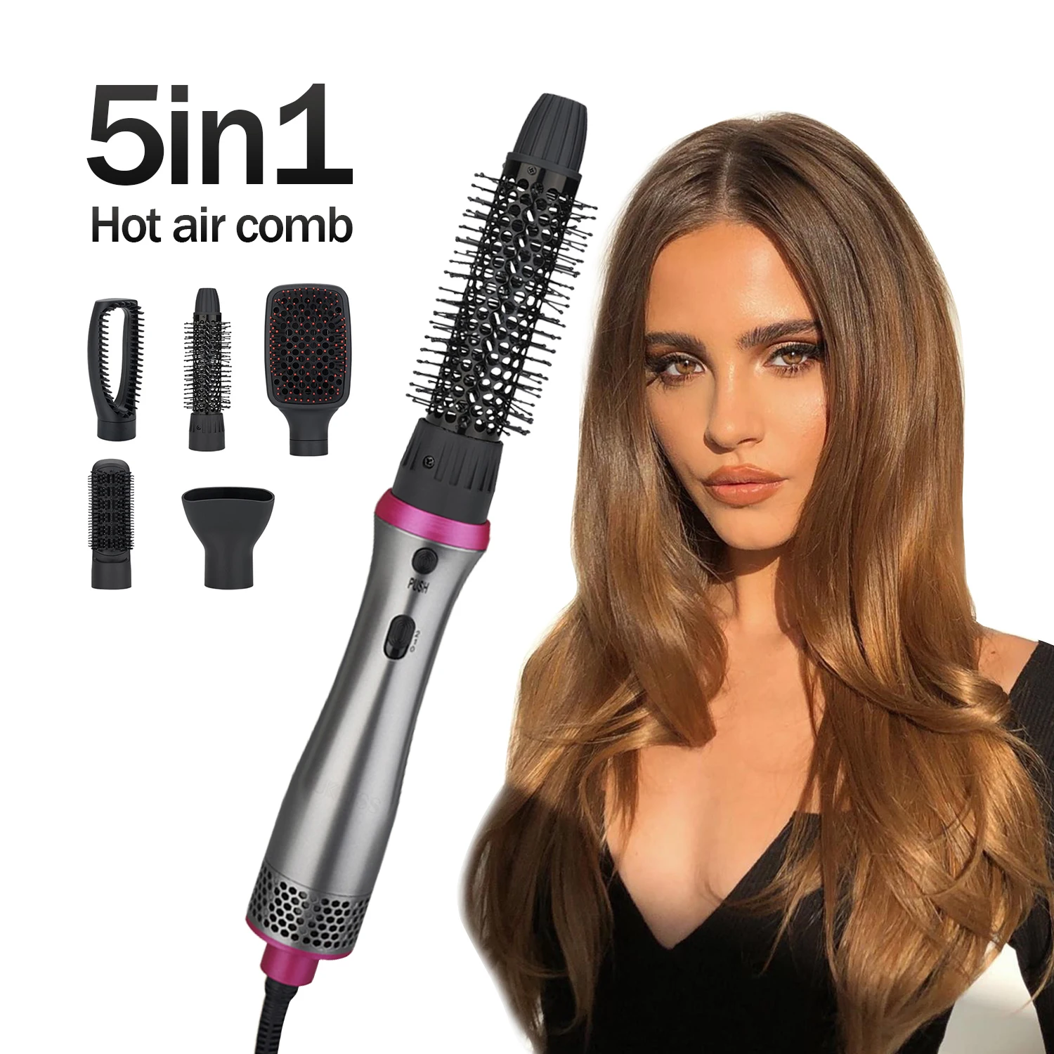 

5 In 1 Multifunctiona Hot Air Comb Negative Ion Hair Dryer Volumizing Hair Salon Styling Tools Blow Dryers Hairdryer Curl Brush