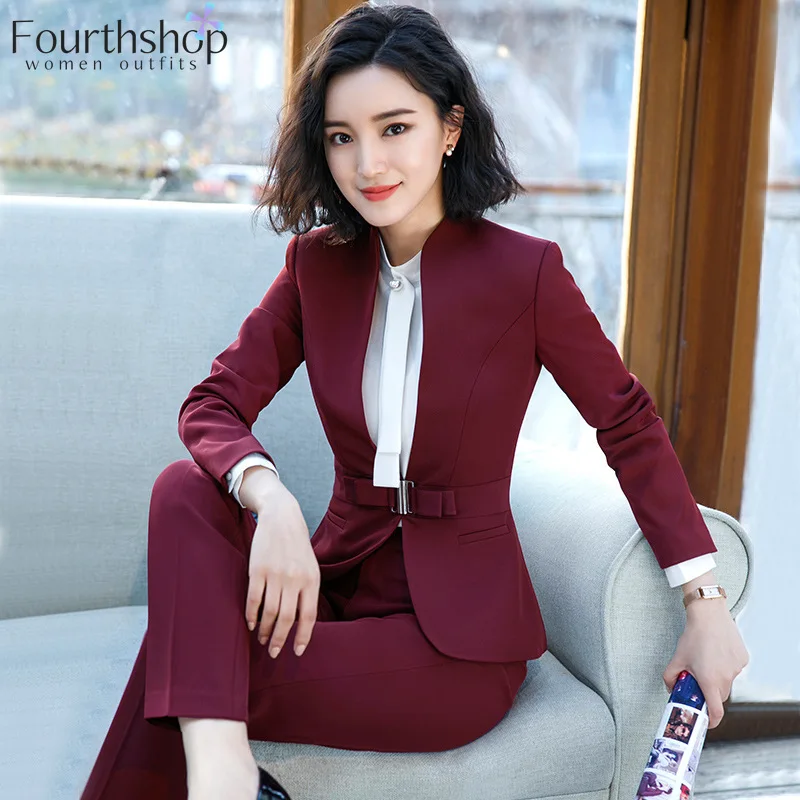 

Business Uniform Style Pants Suits Women Autumn Winter Office Lady Work Blazer Set Formal Pantsuits Female Clothes 2021 New