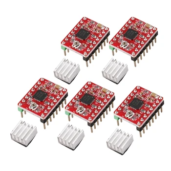 

Makerbase 5Pcs 3D Printer Parts StepStick Reprap A4988 Stepper Motor Driver with Heatsink Default 0.5A MAX 1A Good Circuit Prote