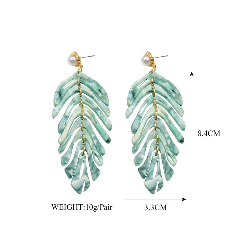 ZA Новое поступление массивные акриловые висячие серьги длинные серьги в форме листьев модный тренд Brincos Bijoux для женщин девушек вечерние подарок