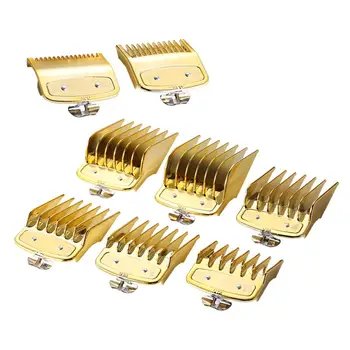 

8 Sizes Professional Guide Comb Kits Luxury Gold Color Hair Clipper Limit Combs Trimmer Cutting Tools Salon Barber Tools