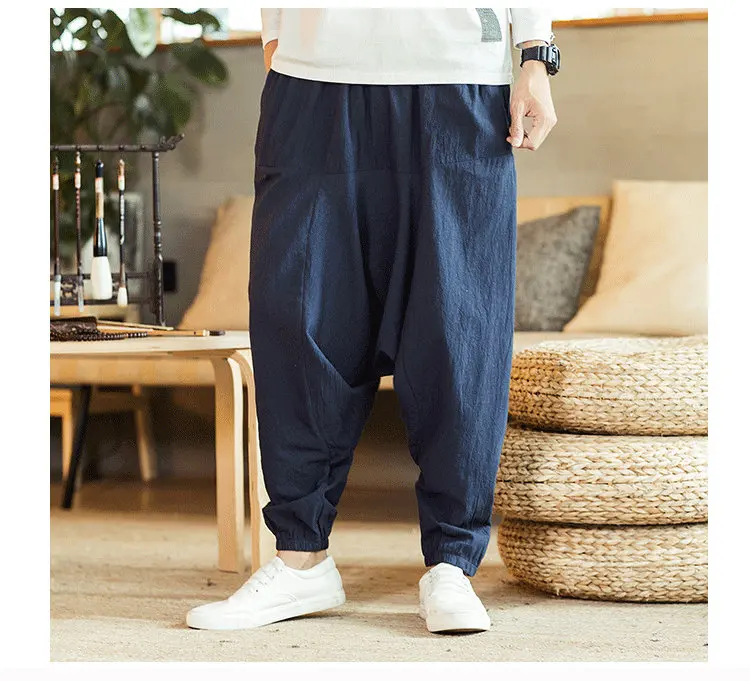 Harem Pants Men Solid Loose Casual Mens Korean Style Cotton Plus Size Sweatpants Hot Sale Male Trousers 2022 New business pants mens