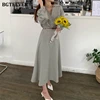 BGTEEVER Vintage Full Sleeve Women V-neck Midi Dress Autumn Slim Waist Sashes Belted Ladies A-line Dress Vestidos Femme 2022 New ► Photo 3/6