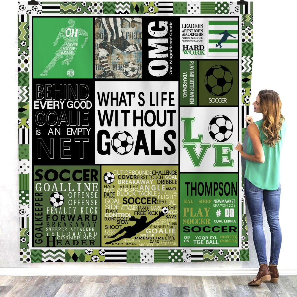 ONGLYP Throw Blanket Love Soccer Sherpa Fleece Warm Soft for Couch Bed Sofa Plush Football Throws All Season Use | Дом и сад