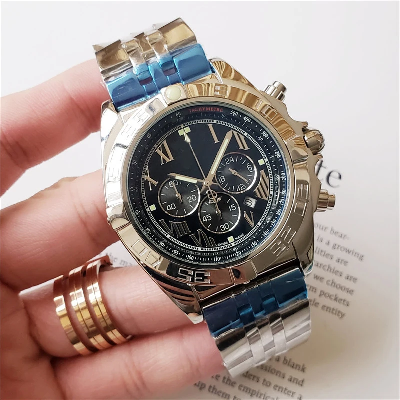 

AAA luxury new 2019 full-featured quartz watch mens watch timing operation function large dial 44MM stainless steel