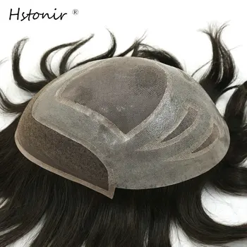 

Hstonir Mono Swiss PU Mens Toupee Free Style 8x10 inch Indian Remy Hair Toupee Mens Hair Piece Replacement Systems H010