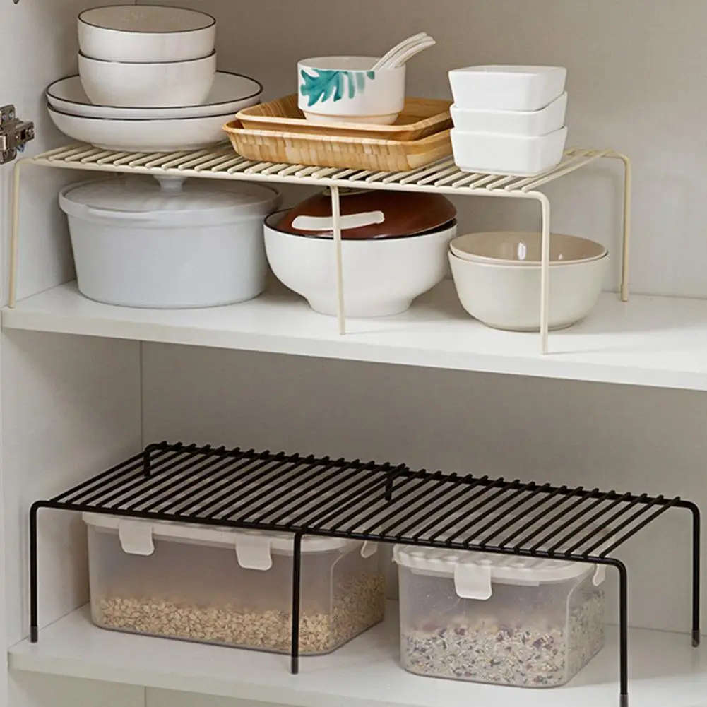 Kitchen Rack 1-Layer 31-57cm Adjustable Length Metal Organizer Cabinet Storage Shelf  Home Kitchen Organizer Gadget