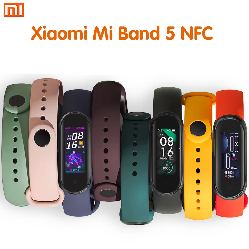 Оригинальный смарт-браслет Xiaomi Mi Band 5 NFC цветной экран amoled 2020 дюйма браслет с