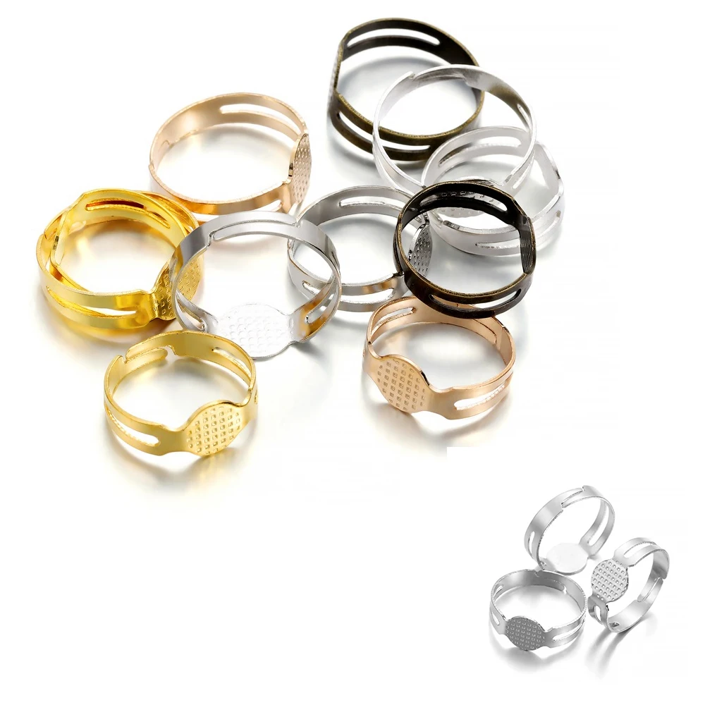 Gold Plated Adjustable Ring Settings for DIY Jewelry Making - 40 Pieces