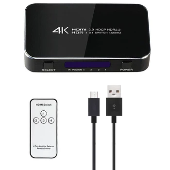 

New 4K HDMI 2.0 Switcher Switch Splitter 4 in 1 Out 4K 60Hz HDR Hdmi Switcher HDCP 2.2 Remote Control for PS4,