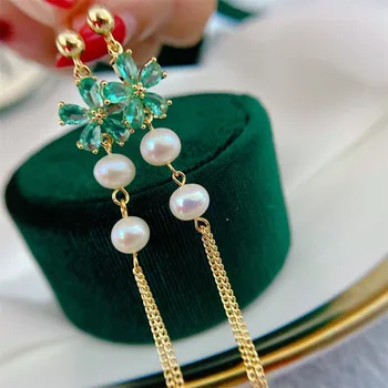 

Light The Luxury of Hand Made Glaze Flower Tassel Pearl Earrings 14K Gold Filled Earring Jewelry For Women Best Gift