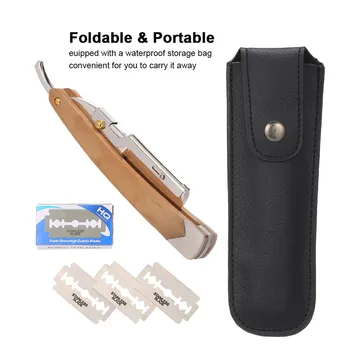 

Men Straight Razor Stainless Steel Safety Razor with 10PCS Blades & Storage Bag Grooming Folding Shaving Knife Hair Removal Tool
