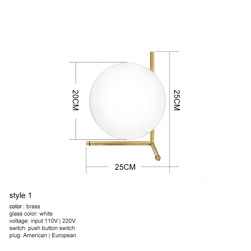 Современная Таблица лампа стекло шар прикроватный абажур для чтения исследование золотые огни спальня домашний декоративный стол освещение AC85-240V - Цвет корпуса: brass style 1