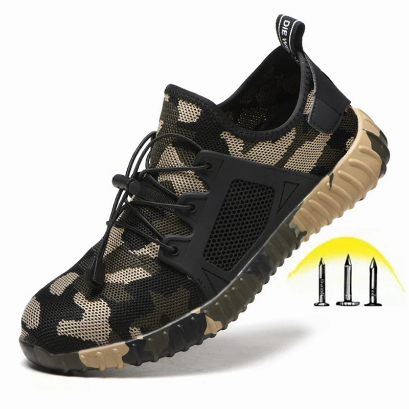 Dropshipping Indestructible Shoes Men and Women Steel Toe Safety Shoes Puncture-Proof Work Boots Breathable Camouflage Sneakers Dropshipping Indestructible Shoes Men and Women Steel Toe Safety Shoes Puncture-Proof Work Boots Breathable Camouflage Sneakers