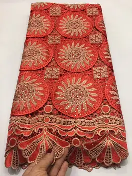 

Red High Quality Water Soluble French Embroidery Guipure Cord Lace Fabric African Lace Fabric For Nigerian Wedding Party GV6-65