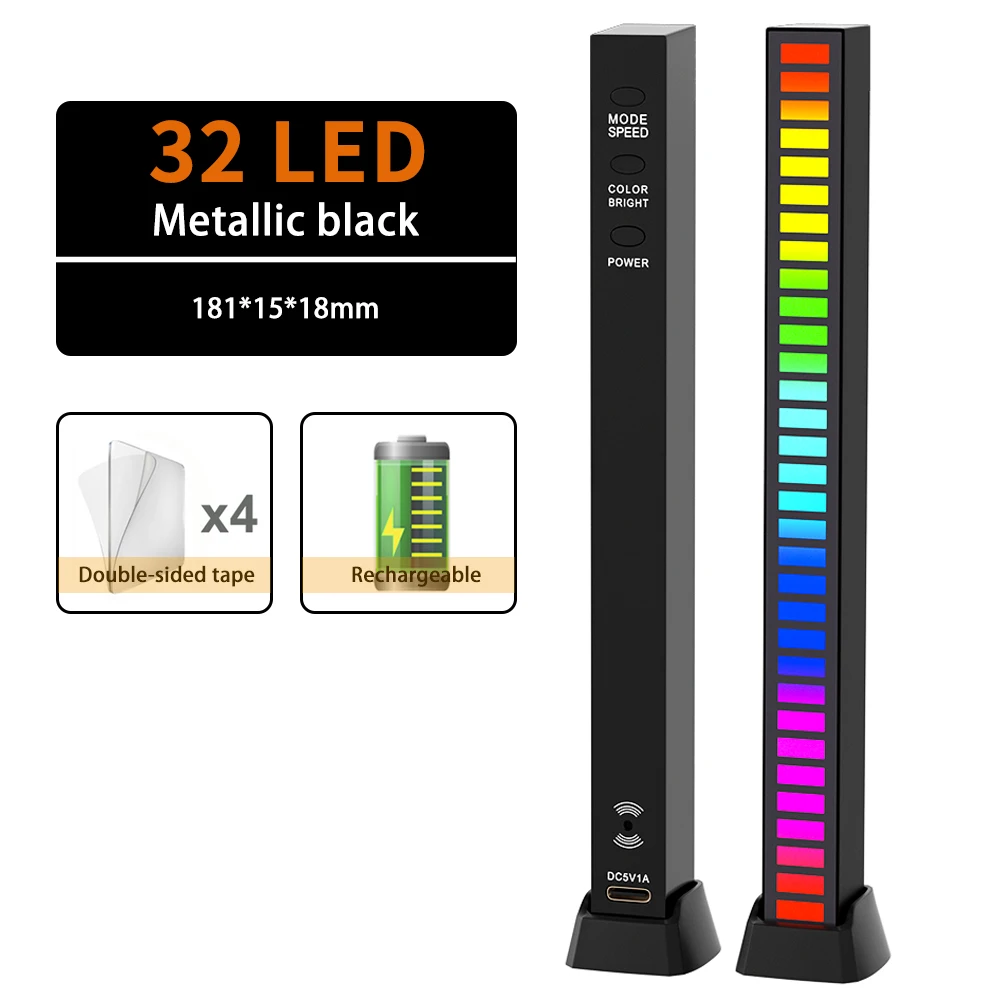 LED Music Sound Control Pickup RGB Strip Light Rhythm Backlight Colorful Nightlight For Atmosphere Lamp Audio Bar Car Game Decor night light for bedroom Night Lights