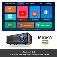 ALSTON M5 M5W M5S M5SW Full HD 1080P Projector Support 4K Android 10.0 WiFi Bluetooth 6500 Lumens Smart Phone TV Stick with Gift