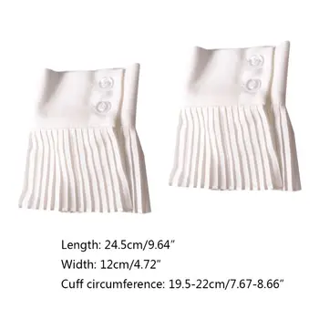 

Women Girl Pleated Flared Fake Sleeve White Chiffon Ruffled Wrinkled Horn Cuffs Solid Decorative Detachable Sweater Wrist Warmer