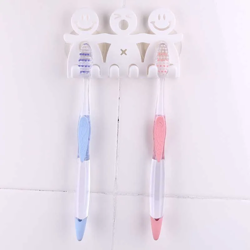 Toothbrush Holder Wall Mounted Suction Cup 5 Position Cute Cartoon Smile 