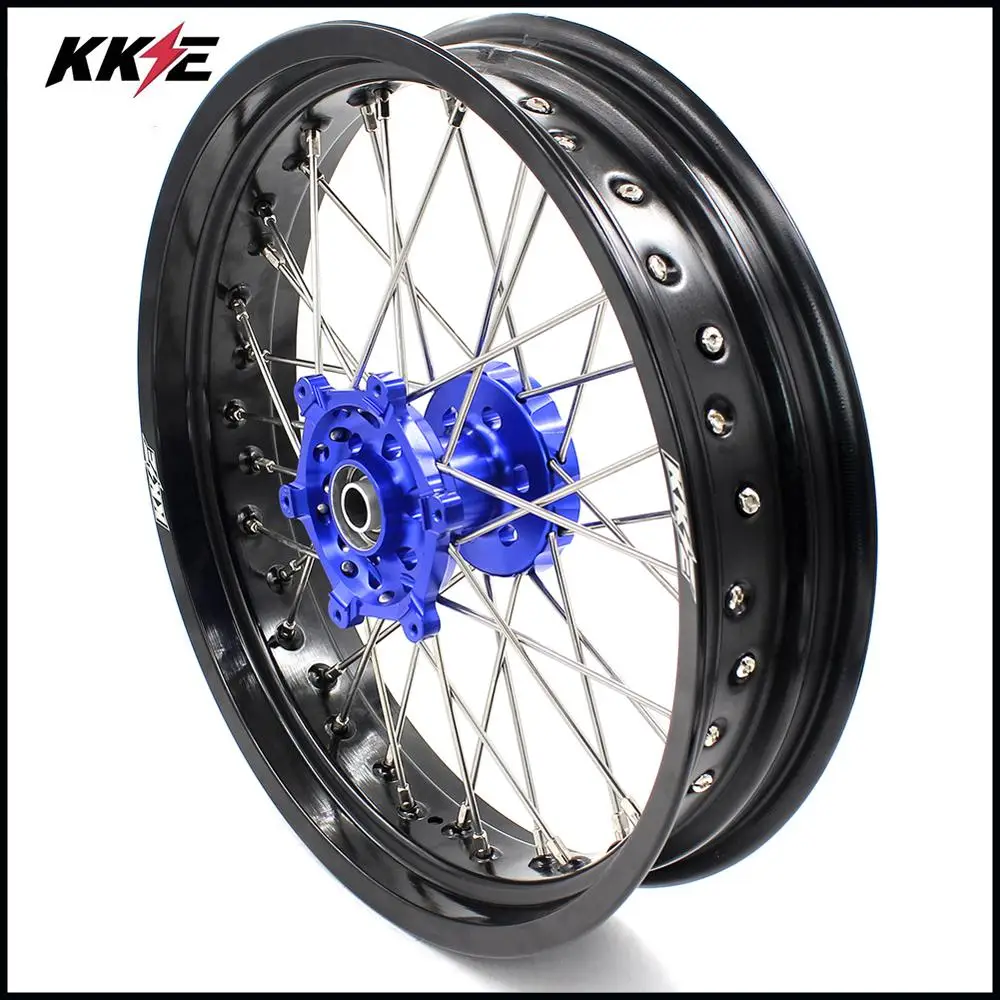 KKE 3,5& 4,25 супермото колеса комплект для Yamaha WR250F 2001- WR450F 2003- синяя втулка