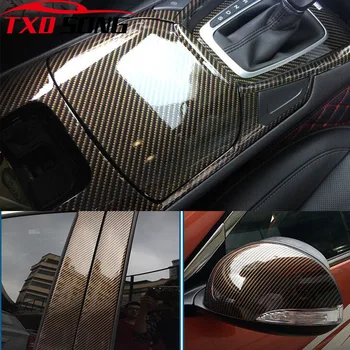 

High Glossy Film 2D Car Sticker 2D gold twill Carbon Fiber Film DIY Vinyl Film Auto Wrapping Waterproof PVC Covering Film