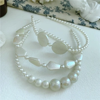 

New French imitation pearl headdress handmade headband Korean bride pearl headband wedding ethnic style jewelry evening dress