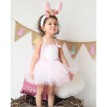 

Girls Easter Costume Tutu Rabbit Cartoon Doll Dress Pink Baby Girl Cosplay Princess Dress With Ears Kids Christmas Clothing