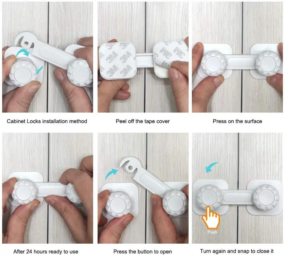 TUSUNNY 3PCS Cabinet Lock Drawer Cupboard Refrigerator Door Desk Plastic Locks Protection from Children Baby Child Safety Lock