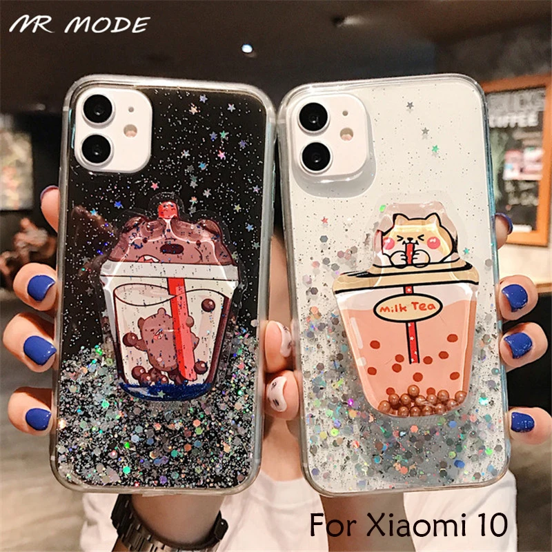 Прозрачный блестящий мультфильм складной чехол подставка для телефона мягкий
