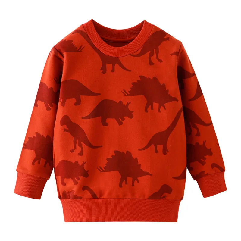 Одежда из хлопка для мальчиков и девочек; Детские свитера с принтом динозавра на осень и весну; детские толстовки с изображением животных; модные спортивные топы для мальчиков