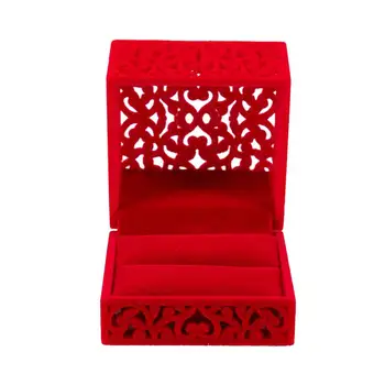 

Hollow Engagement Wedding Jewelry Box Holder Display Gift Ring box Red