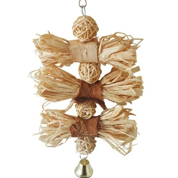 

Natural Chews Toy for Pet Bird Parrot Macaw African Grey Budgie Parakeet Cockatiels Conure Lovebird Bites Swing Cages Toys